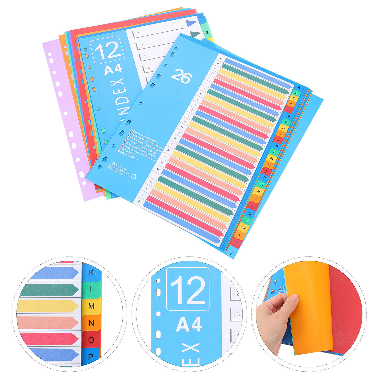Index Tab Divider - 38Pcs Colored Plastic Folder Separator Loose-Leaf
