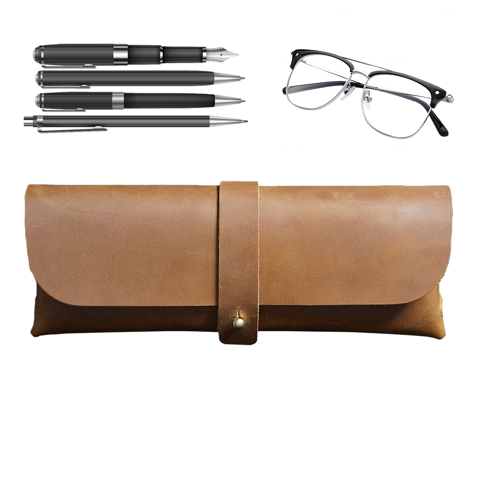 Pen Pouch Roll - Genuine Leather Pencil Roll Case Crazy