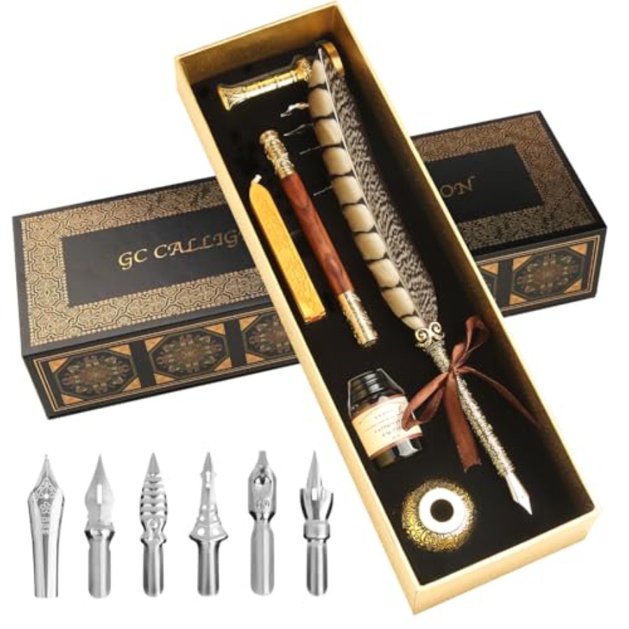 Calligraphy Ink Bottle - Calligraphy Pen Set - Feather Dip