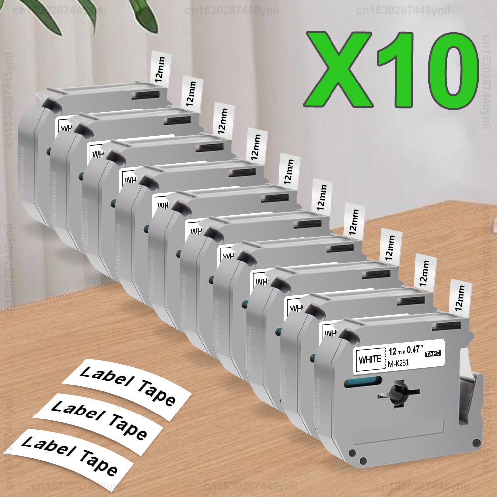 Label Printer Tape - 5/10Pcs M-K231 Compatible Brother 12mm MK