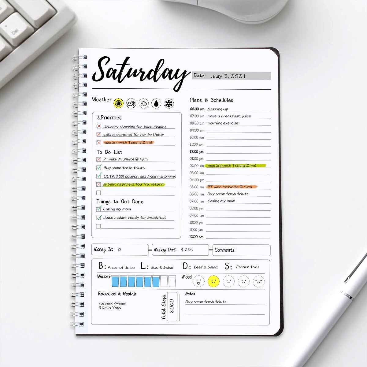 Daily Planner Notebook Spiral  - đánh giá và giá Planner Weekly Budget