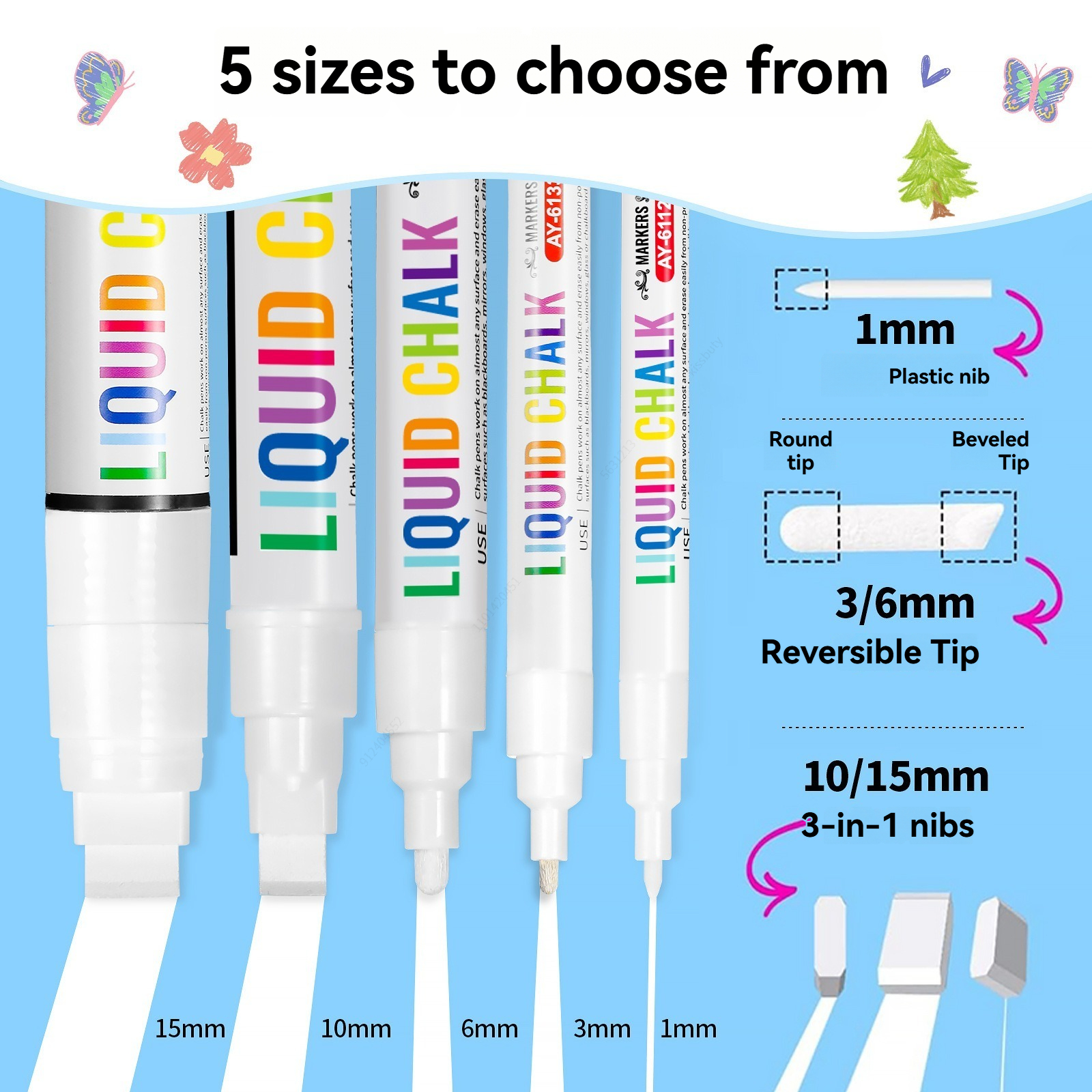 5pcs/set White Chalk Markers L - đánh giá và giá Whiteboard Marker Set