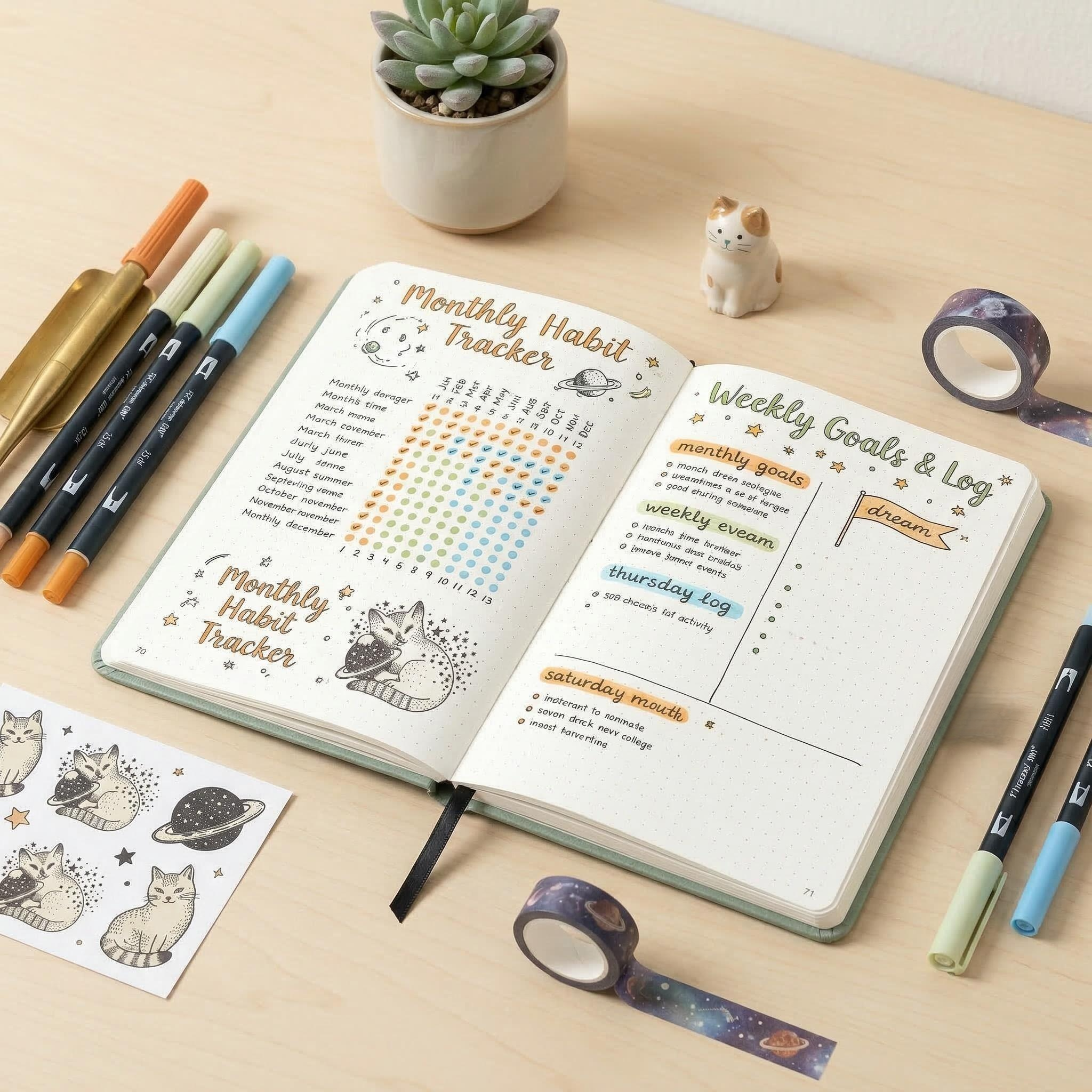 Cute Cat Planet A5 Dotted Note - đánh giá và giá Notebook Dotted A5