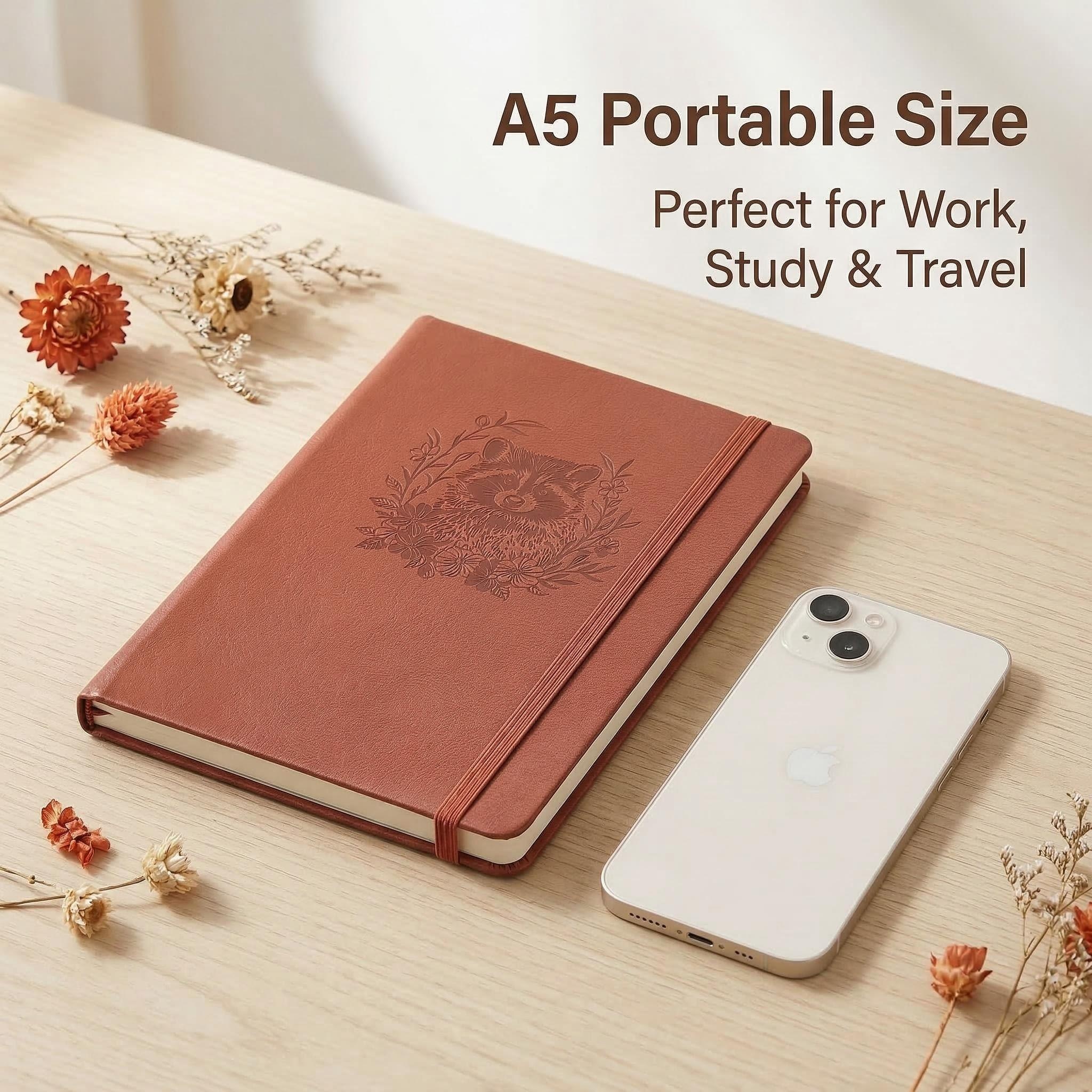 A5 Embossed Raccoon Dot Grid J - đánh giá và giá Notebook Dotted A5