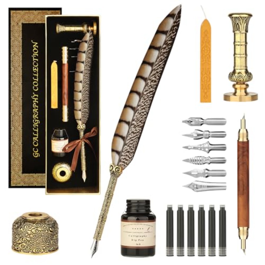 Calligraphy Pen Set - Feather  - đánh giá và giá Calligraphy Ink Bottle