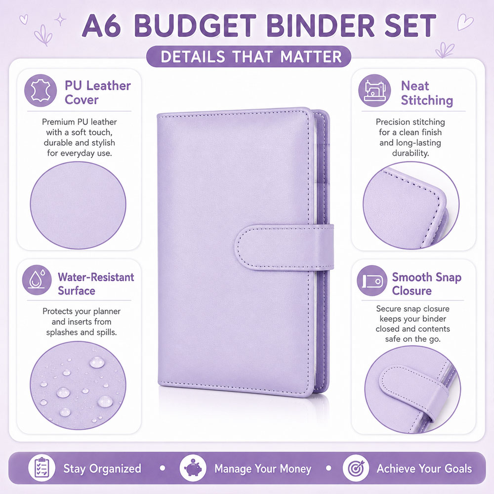 A6 Budget Planner Binder, PU L - đánh giá và giá Planner Weekly Budget
