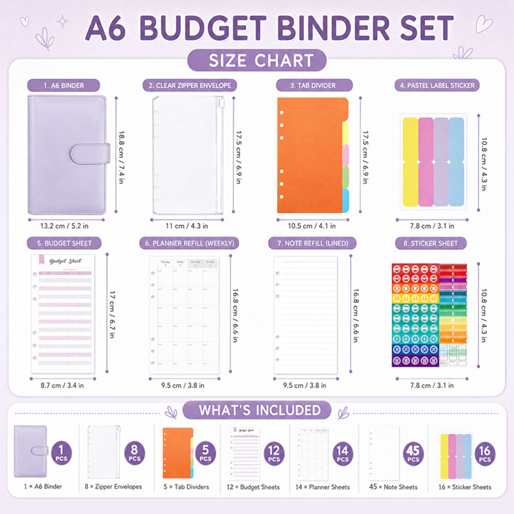 A6 Budget Planner Binder, PU L - đánh giá và giá Planner Weekly Budget