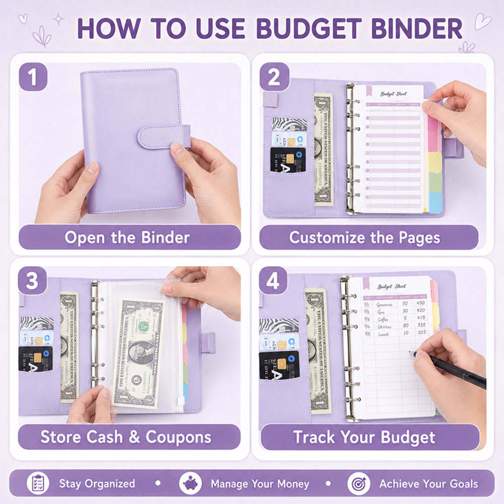 A6 Budget Planner Binder, PU L - đánh giá và giá Planner Weekly Budget