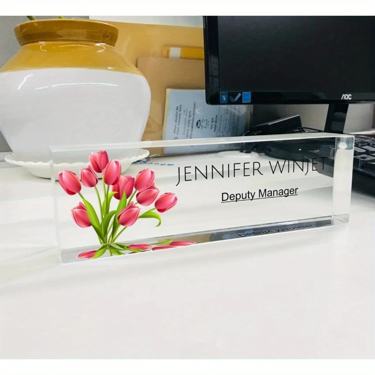 Personalized 2D Flat Acrylic D - đánh giá và giá Desk Name Plate