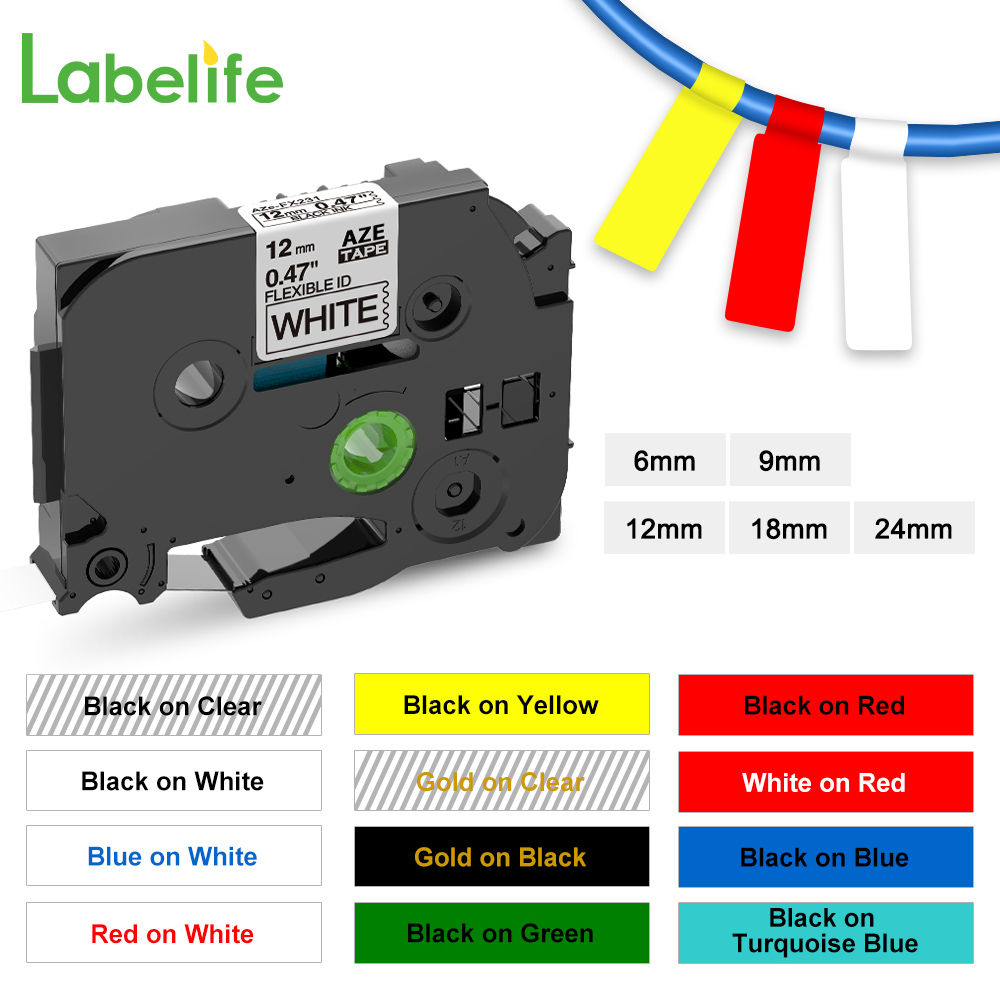 Multicolor TZe-FX231 Flexible  - đánh giá và giá Label Printer Tape